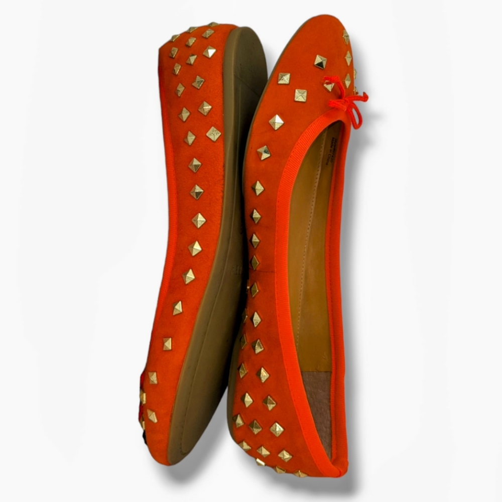 J. Crew Orange Flats with Gold Studs - Picture 3 of 6